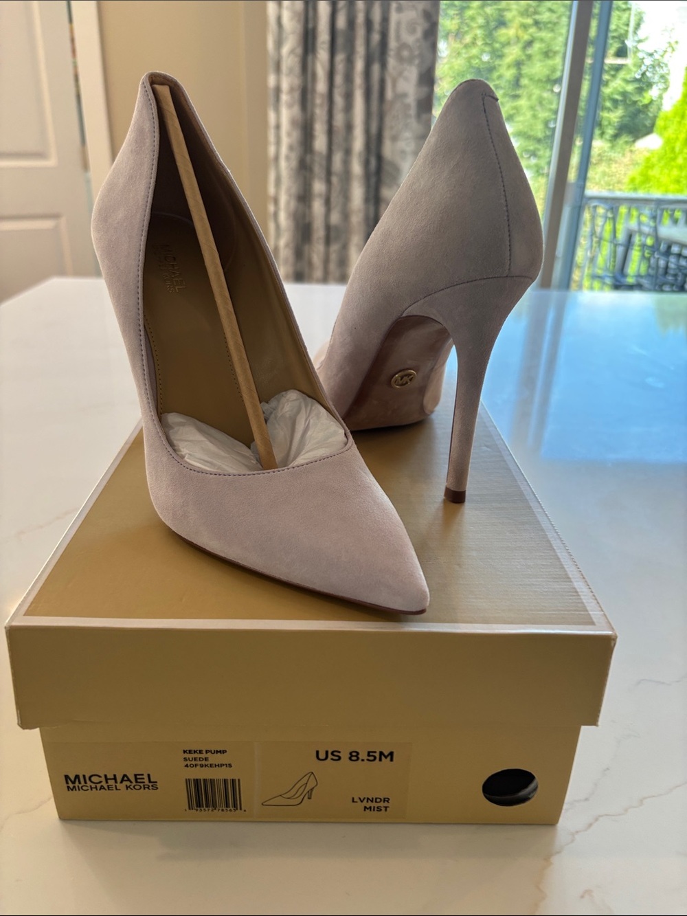 Michael Kors Lavender Mist Suede Pointed-Toe Stiletto Pumps
